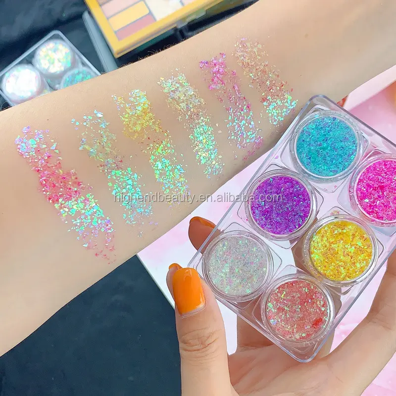 เครื่องสำอาง6สีนางฟ้าที่มีสีสัน Glitter เจลเพชรครีมอายแชโดว์เจลชุดสำหรับใบหน้าร่างกาย