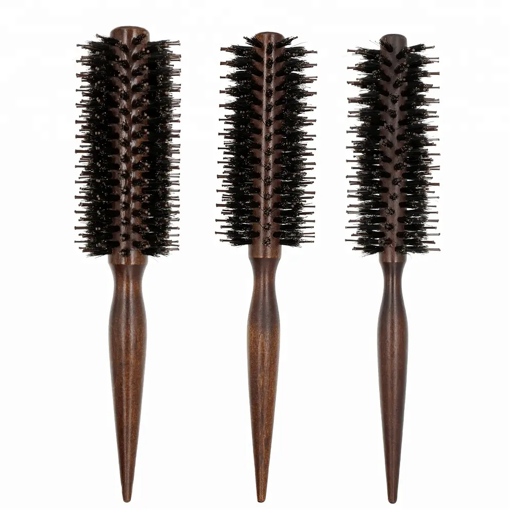 Anti Static Boar Bristle Straight Twill Brush Hairdressing Round Wooden Hair Comb For Curly Hair