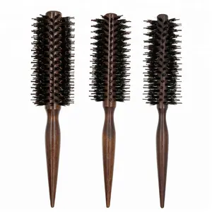 Антистатическая прямая саржевая щетка с Кабановой щетиной, Парикмахерская круглая деревянная расческа для вьющихся волос