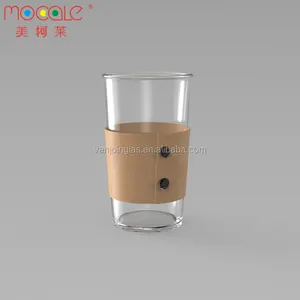 Cilindro original para beber copo de café, de vidro com manga de couro para vidro de água de leite de chá