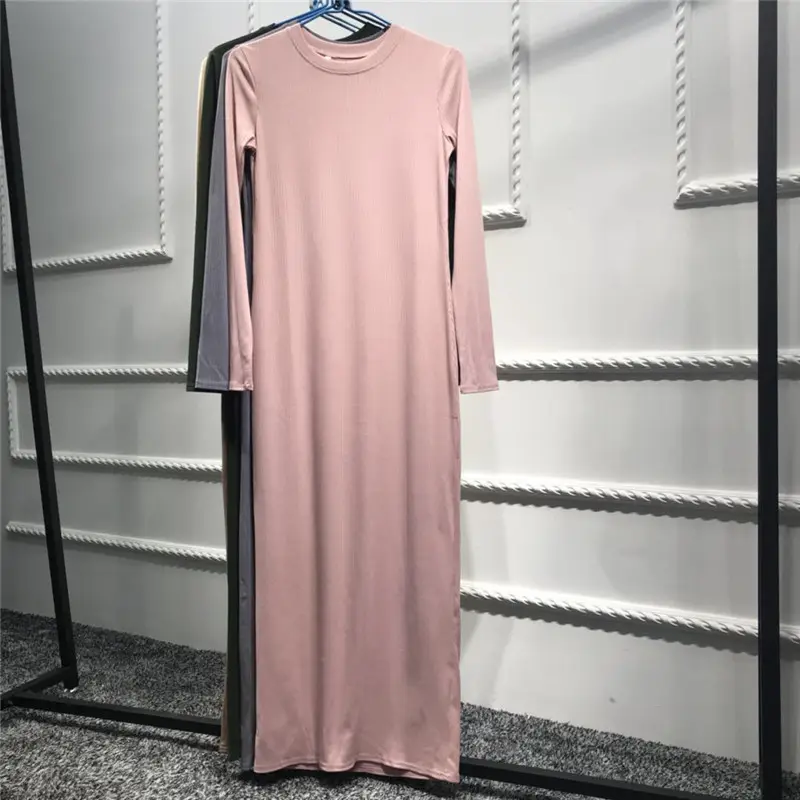 2019 도매 맥시 이슬람 의류 고품질 스레드 코튼 소재 이슬람 드레스 두바이 abaya