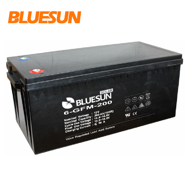 Bluesun Solar Battery 6v 12v Lead Carbon Lead Acid Solar Battery 200ah AGM GEL Battery for Solar System