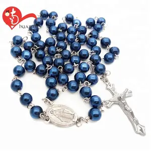 Jenis Perhiasan dengan Harga Murah Katolik Plastik Imitasi Pearl Beaded Rosary