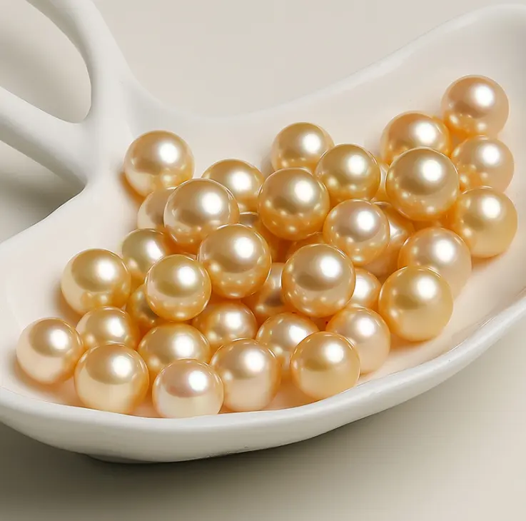 Perle naturelle véritable de mer, perles en vrac, couleur or du sud-mer, dorée, qualité AAAA, 9-11mm, g