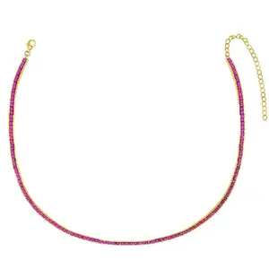 LOZRUNVE Fashion Jewelry 925 Silver Ruby Tennis Choker Necklace