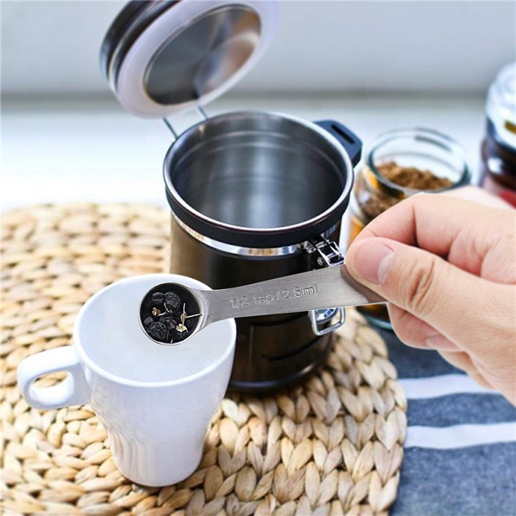 Set 7 Cucchiai Dosatori In Acciaio Inox Con Livellatore – Misurini Da Cucina Con Marcatura Incisa (da 0,63 Ml A 15 Ml) - 4
