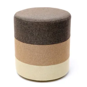New Fabric Round Solid Wood Stool in Living Room