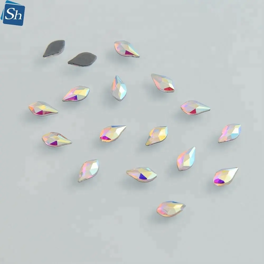 top quality machine cut crystal hot fix korean glass stone pattern nail art rhinestone applique
