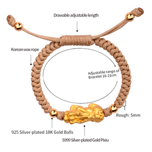 LONGJIE <span class=keywords><strong>Factory</strong></span> wholessales Fashion Design 999 argento bracciale Pixiu tessuto gioielli corda braccialetto per gli uomini - Product Image 6
