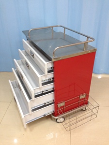 XF698 Rvs Ziekenhuis Verpleging Geneeskunde <span class=keywords><strong>Trolley</strong></span> Met Vijf Lades - Product Image 5