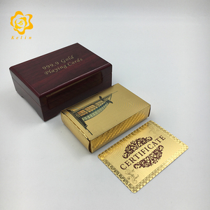 Dubai traveling souvenir gifts Burj Al Arab Hotel 24K gold poker cards with red wooden gift box