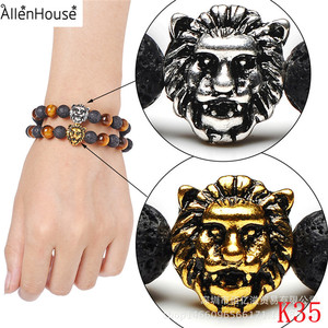 <span class=keywords><strong>Bracelet</strong></span> en pierre <span class=keywords><strong>de</strong></span> <span class=keywords><strong>lave</strong></span> volcanique mate tête <span class=keywords><strong>de</strong></span> lion en or antique <span class=keywords><strong>de</strong></span> marque célèbre, perles œil <span class=keywords><strong>de</strong></span> tigre pour femmes et hommes - Product Image 5