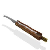 Couteau de survie en plein air, couteau utilitaire avec lame en acier au carbone et manche en bois de rose, brosse incluse