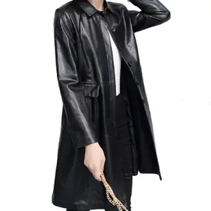 Meilleur fournisseur de qualité supérieure nouveau style de mode noir veste dames en cuir manteaux