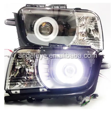 Đối Với CHEVROLET Camaro 2009-2014 Năm CCFL Đôi Mắt Thiên Thần Đèn Pha LED Đèn Pha Phía Trước Nhà Ở Màu Đen SN