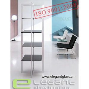 Estantería de vidrio templado con estantes de <span class=keywords><strong>madera</strong></span> de nogal de 5 capas - Product Image 4