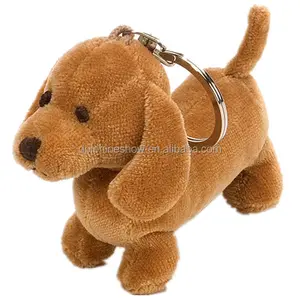 Ucuz Özel Peluş Dolması Dachshund Köpek Anahtarlık Moda Karikatür 12 cm Yumuşak Peluş Mini Köpek Anahtarlık