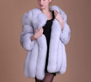 Mantel Bulu Hangat Musim Dingin 2021, Mantel Bulu Rubah Palsu Gaya Panjang, Mantel Bulu Wanita