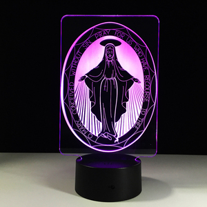 Lámpara Led para Dormir de la Virgen María, ilusión Visual 3D con degradado de 7 colores, para dormitorio de niños, decoración del hogar, regalos de <span class=keywords><strong>buena</strong></span> <span class=keywords><strong>suerte</strong></span> - Product Image 1