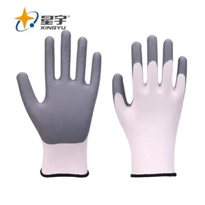 Xingyu guantes de trabajo bọt Găng tay Nitrile găng tay trắng Nylon Spandex grey Nitrile bọt tráng găng tay