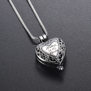Zaijd9958 — médaillon gravé pour famille et animaux, collier, médaillon commémoratif, Always dans My Heart, décoration des cœurs, des gris et Urn, souvenir - Product Image 2