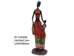 Speciale OEM africano colorato donna nera figurine/statua