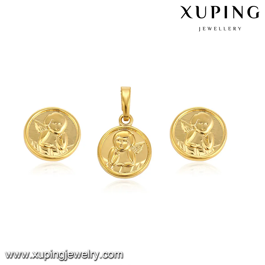 64114 xupingジュエリーセットにマッチングドレス最も人気のコイン形24 kゴールドメッキ二枚セット