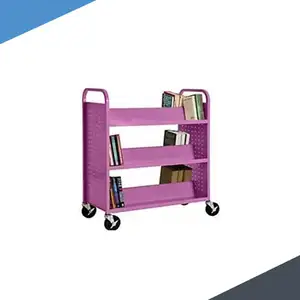 Library Double Sided Book Trolley Mobile Steel Book Cart For Sale