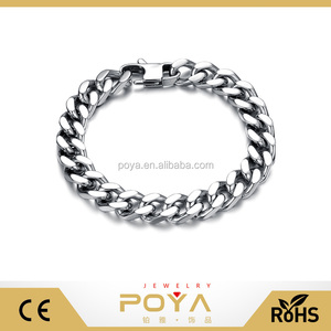 POYA Joyas Al Por Mayor Por Encargo de Su Logotipo Y Tamaño Para Hombre Metal Punk Pulsera de Cadena del Encintado de Acero Inoxidable - Product Image 1