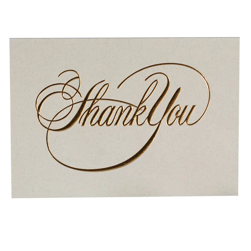 Qingdao Yilucai Elegant Gold Foil Embossed Letters Thank You Cards With Envelope Pack For Wedding Birthday Chinese New Year