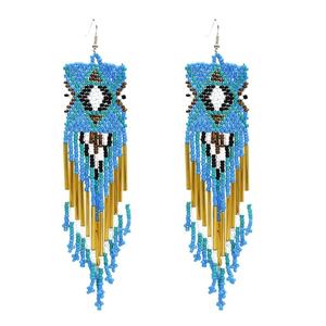 Boucles d'oreilles créoles en perles et pompons de style bohème faites à la main Moyamiya pour <span class=keywords><strong>mariage</strong></span>, fête, fiançailles, usage quotidien unisexe, cadeau - Product Image 1