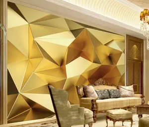 Golden Geometric Solid Pattern Geometric Wallpaper Living Room Wallpaper