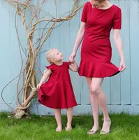 Женское платье для мамы и дочки, красное вечернее платье, новейший дизайн платья