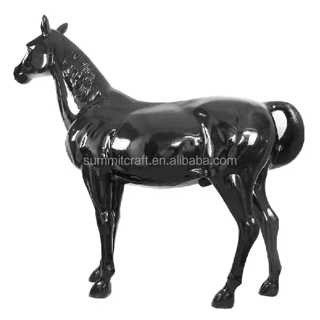 Resina de fibra de vidrio decorativo brillante tamaño caballo estatua