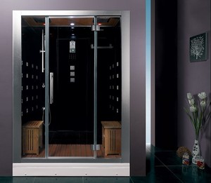 Cabine de douche vapeur autoportante en verre trempé acrylique avec jets de massage corporel et sauna humide - Product Image 2