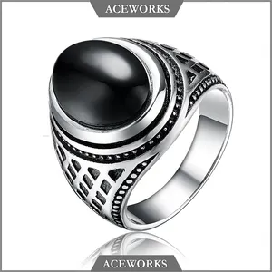 RN6602 Aceworks Top Fashion big agate stone turkish silver men ring