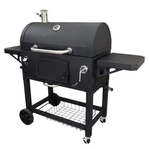 Fonte Barbecue Barbecue barbecues au charbon avec chariot panier pour cour jardin extérieur cuisine matériel