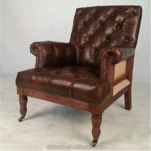 Tuftés retour Deconstructed Vintage en cuir <span class=keywords><strong>fauteuil</strong></span> avec roues pour hôtel - Product Image 1