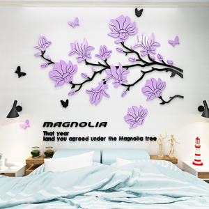 Acrilico fiore di Magnolia 3D decorazione per la casa soggiorno adesivo <span class=keywords><strong>da</strong></span> <span class=keywords><strong>parete</strong></span> - Product Image 3