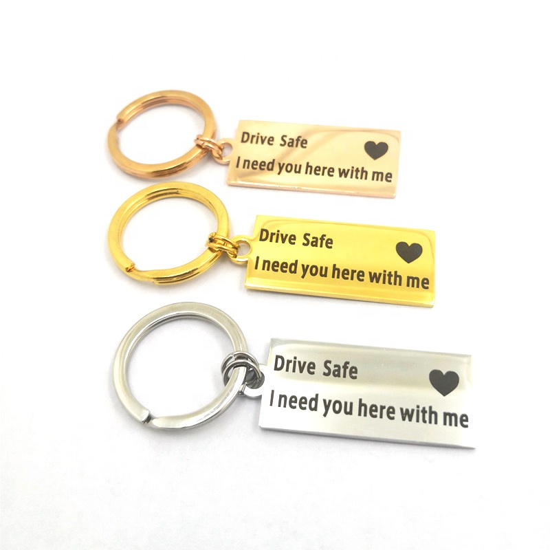 Двойные круги, металлический безопасный автомобильный брелок для ключей, нержавеющая сталь