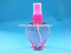 De plástico rociador de perfume botella, la forma del corazón botella, de color rosa de champú para mascotas botella, 80ml