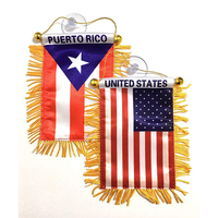 Drapeau fanion en satin 100 % fabriqué en Chine, avec franges, thème Football USA Porto Rico