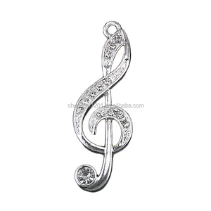 Rhinestone Crystal Fashion Metal Band Music Note Pendants Bracelet Necklace Making