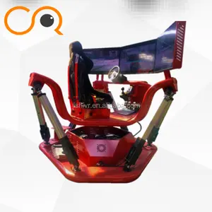 Three screen simulator electric platform virtual reality racing car 6DOF driving simulator