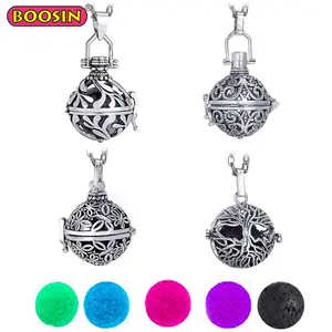 Usine Personnalisé Antique Argent Médaillon Pendentif Huile Essentielle Diffuseur Pendentif pour Collier