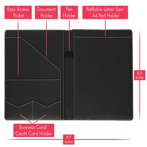 OEM personalizada metálico llano cuero <span class=keywords><strong>diario</strong></span> escribir parte portátil carpeta - Product Image 3