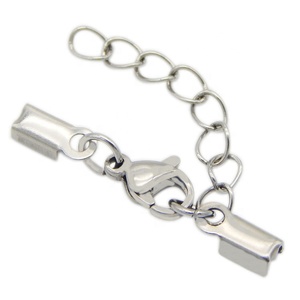 Bạc Màu Thép Không Gỉ Lobster Claw <span class=keywords><strong>Cord</strong></span> <span class=keywords><strong>Clasp</strong></span> Với Dây Tip Cho 3Mm Da Dây Để Làm Cho Có Thể Điều Chỉnh Kích Thước Vòng Đeo Tay - Product Image 6