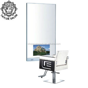 Salon hair equipment hairdressing furniture hair salon station wall mounted styling stations salon mirrors with TV