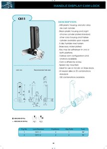JTIC C811 Serrure à came moderne avec poignée et 2 clés en alliage de zinc pour meubles, armoires et portes de cuisine - Product Image 4