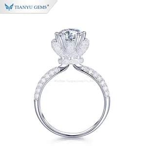 tianyu gems 14 karate white gold wholesale ring 1.25ct round heart&arrow moissanite wedding band for woman